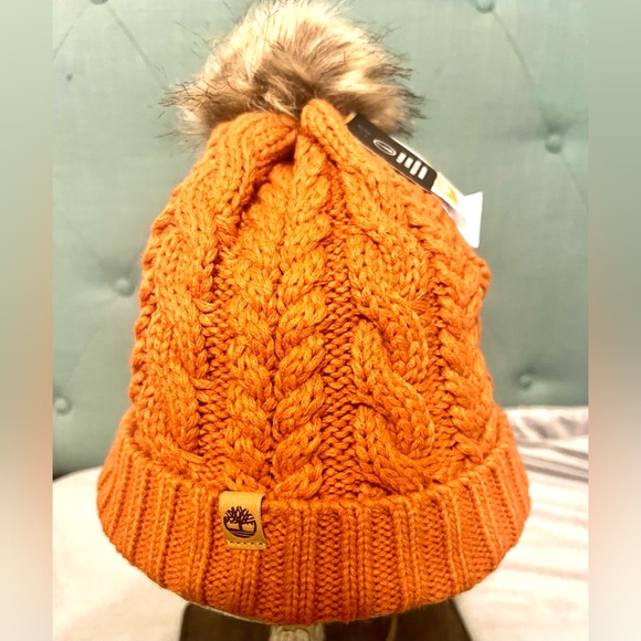 Timberland Warm Knotted Winter Hat, Orange, One Size - Picture 5 of 6